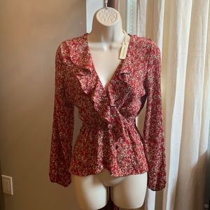 Max Studio Ruffle Floral Blouse